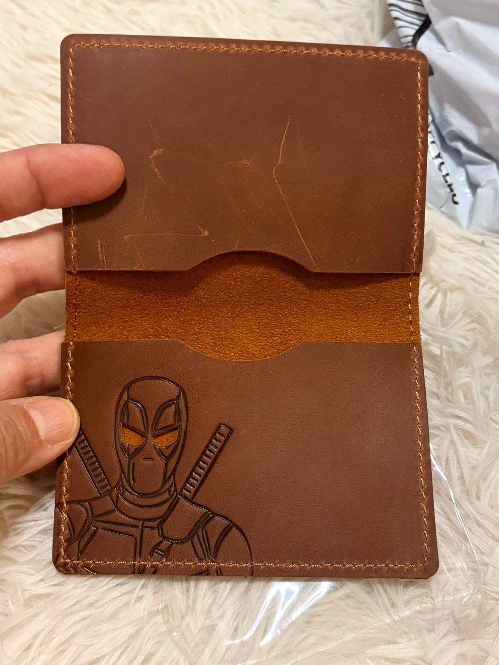 NWB. Real Leather Hero Face Bifold Wallet - Cosplay Comic ID Holder - Picture 4 of 6